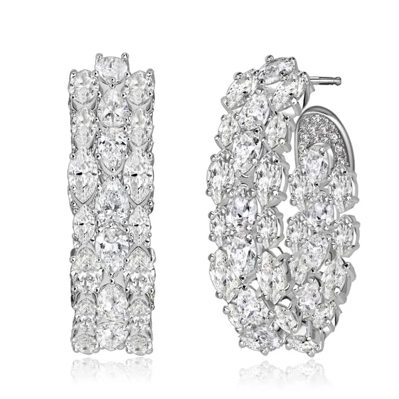 Elegant Earrings Pear Cut White Sapphire Three Row Hoop Earrings For Women belovegrace.com