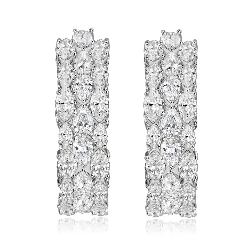 Elegant Earrings Pear Cut White Sapphire Three Row Hoop Earrings For Women belovegrace.com