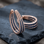 Twist Design Round Cut Blue Sapphire Hoop Earrings For Women
