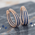 Twist Design Round Cut Blue Sapphire Hoop Earrings For Women