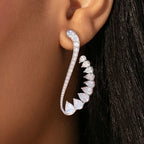 Pear Cut White Sapphire Jewelry Cuff Earrings For Women Belovegrace