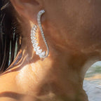 Pear Cut White Sapphire Jewelry Cuff Earrings For Women Belovegrace