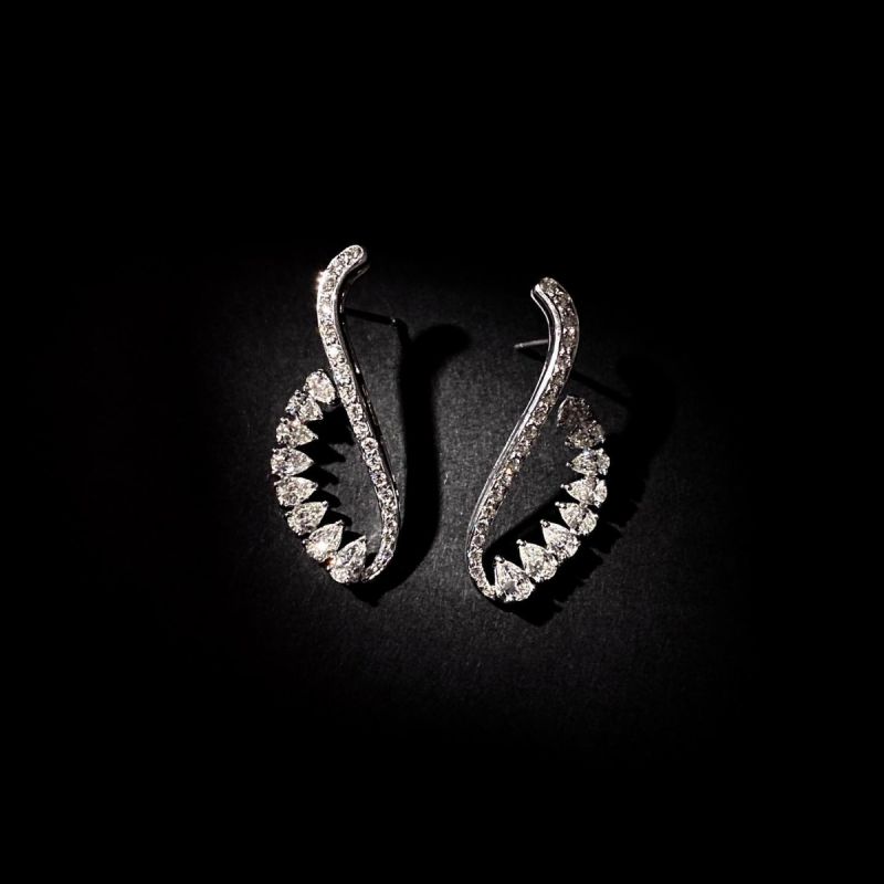 Pear Cut White Sapphire Jewelry Cuff Earrings For Women Belovegrace