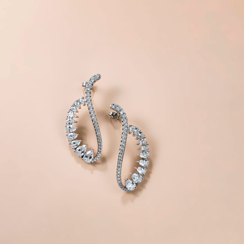 Pear Cut White Sapphire Jewelry Cuff Earrings For Women Belovegrace