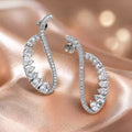 Unique Pavé Setting Pear Cut White Sapphire Cuff Earrings For Women