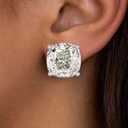 Classic Cushion Cut White Sapphire Stud Earrings For Women Belovegrace