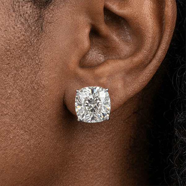 Elegant Solitaire Cushion Cut White Sapphire Stud Earrings For Women