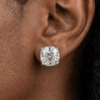 Elegant Solitaire Cushion Cut White Sapphire Stud Earrings For Women