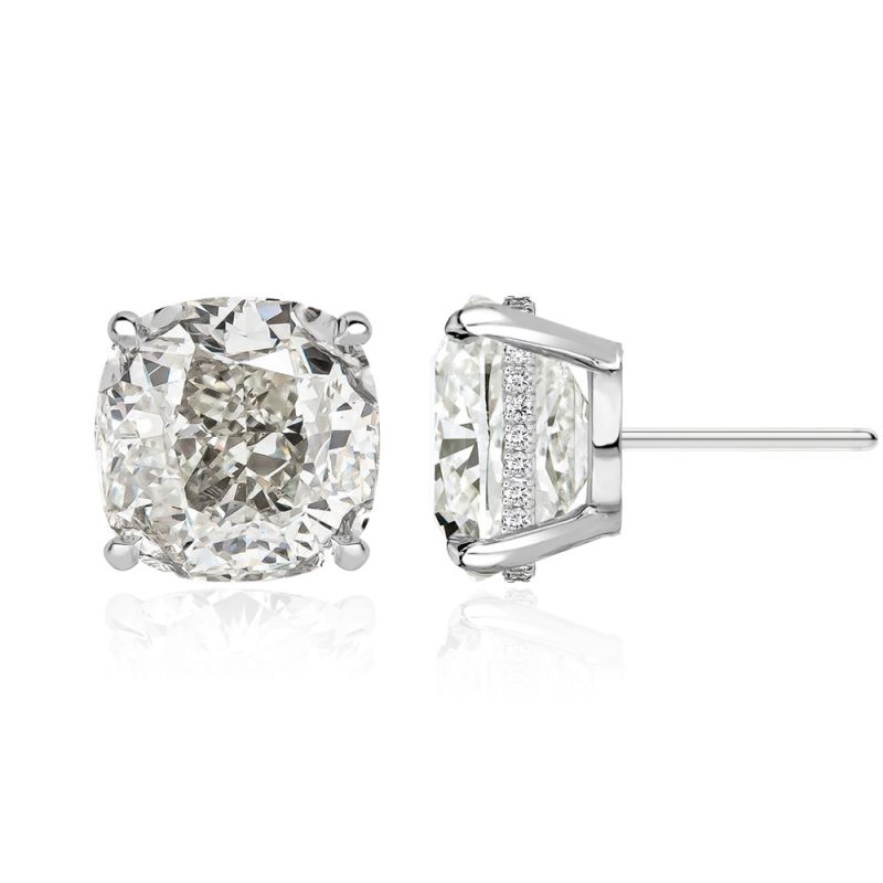 Classic Cushion Cut White Sapphire Stud Earrings For Women Belovegrace