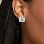 Classic Cushion Cut White Sapphire Stud Earrings For Women Belovegrace