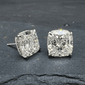 Elegant Solitaire Cushion Cut White Sapphire Stud Earrings For Women