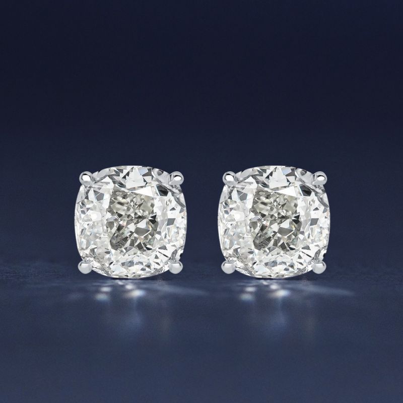 Classic Cushion Cut White Sapphire Stud Earrings For Women Belovegrace