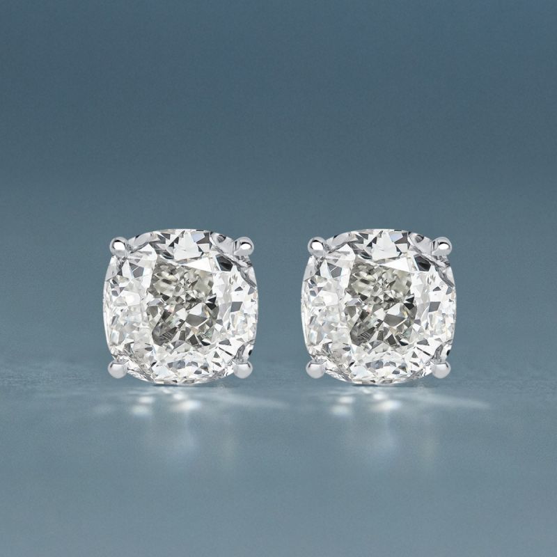 Classic Cushion Cut White Sapphire Stud Earrings For Women Belovegrace