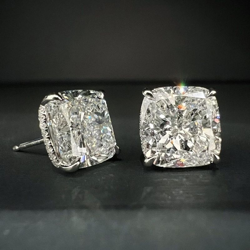 Classic Cushion Cut White Sapphire Stud Earrings For Women Belovegrace