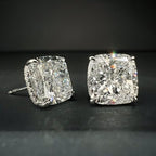 Classic Cushion Cut White Sapphire Stud Earrings For Women Belovegrace