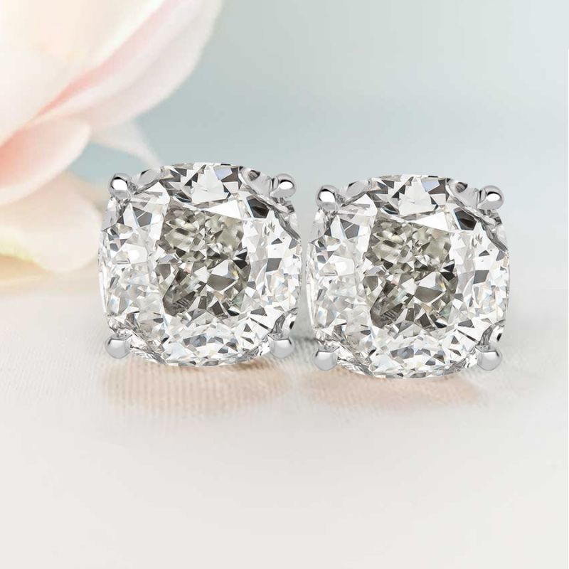 Classic Cushion Cut White Sapphire Stud Earrings For Women Belovegrace