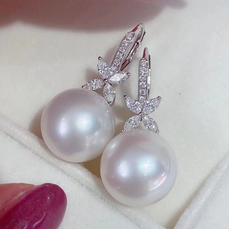 Elegant Round & Marquise Cut Pearl Drop Earrings For Women Belovegrace
