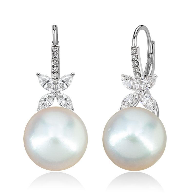 Elegant Round & Marquise Cut Pearl Drop Earrings For Women Belovegrace