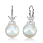 Elegant Round & Marquise Cut Pearl Drop Earrings For Women Belovegrace