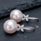 Pavé Round & Marquise Cut Pearl Feminine Drop Earrings For Women