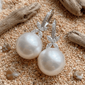 Pavé Round & Marquise Cut Pearl Feminine Drop Earrings For Women