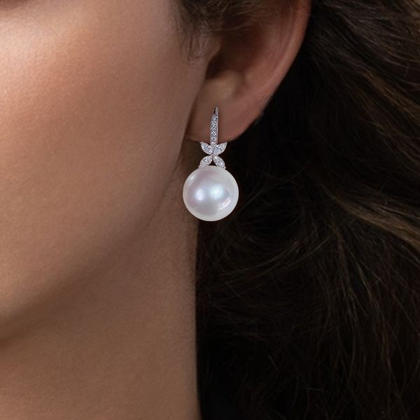 Elegant Round & Marquise Cut Pearl Drop Earrings For Women Belovegrace