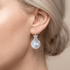 Pavé Round & Marquise Cut Pearl Feminine Drop Earrings For Women