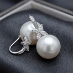 Pavé Round & Marquise Cut Pearl Feminine Drop Earrings For Women