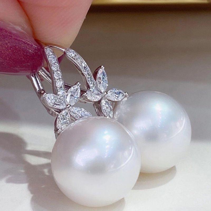 Elegant Round & Marquise Cut Pearl Drop Earrings For Women Belovegrace