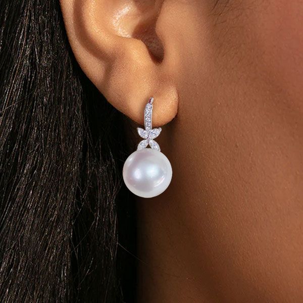 Elegant Round & Marquise Cut Pearl Drop Earrings For Women Belovegrace