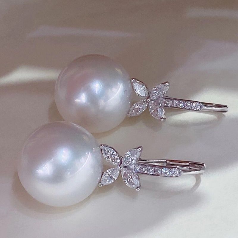 Elegant Round & Marquise Cut Pearl Drop Earrings For Women Belovegrace