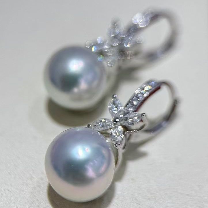 Elegant Round & Marquise Cut Pearl Drop Earrings For Women Belovegrace