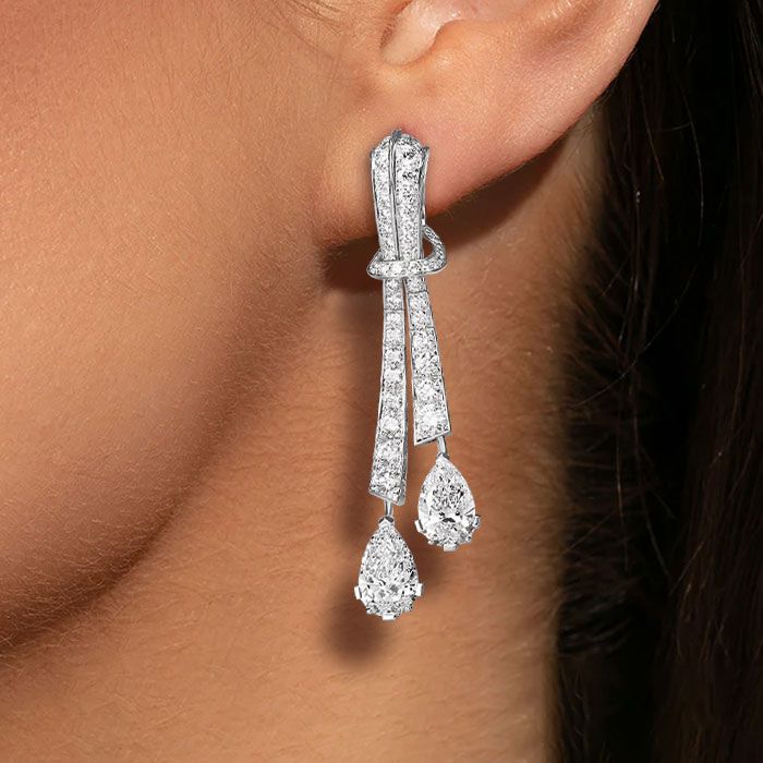 Stunning Pear Cut White Sapphire Drop Earrings For Women Belovegrace