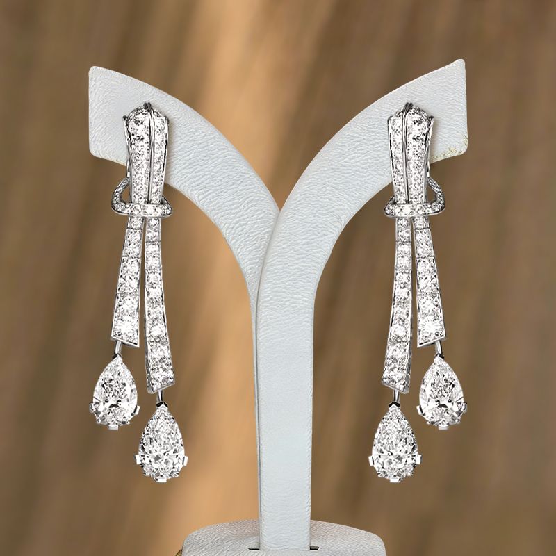Stunning Pear Cut White Sapphire Drop Earrings For Women Belovegrace