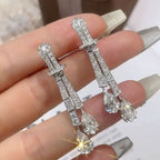 Stunning Pear Cut White Sapphire Drop Earrings For Women Belovegrace