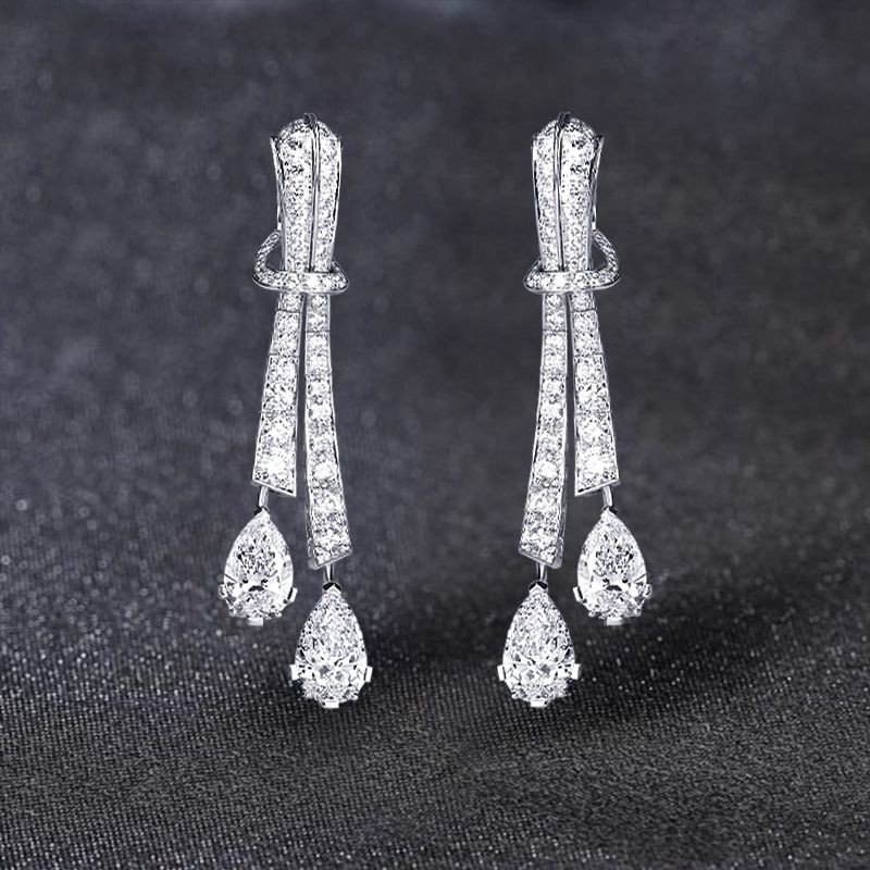 Stunning Pear Cut White Sapphire Drop Earrings For Women Belovegrace