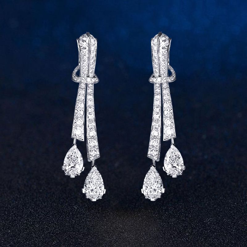 Stunning Pear Cut White Sapphire Drop Earrings For Women Belovegrace