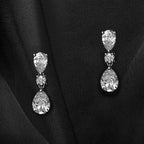 Classic Pear Cut White Sapphire Drop Earrings Wedding Jewelry For Women Belovegrace