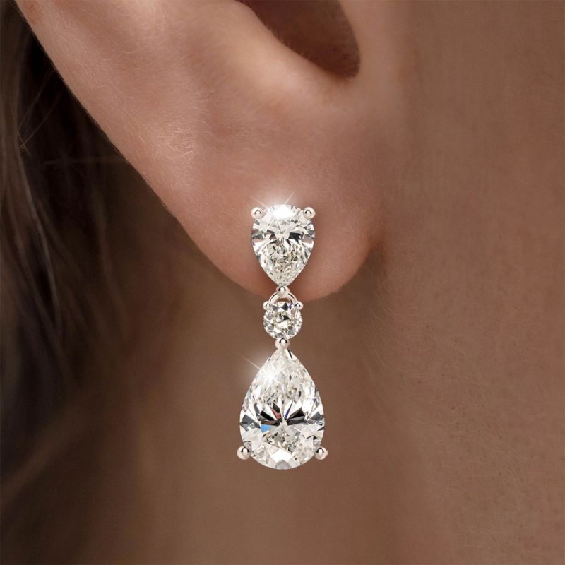 Classic Pear Cut White Sapphire Drop Earrings Wedding Jewelry For Women Belovegrace