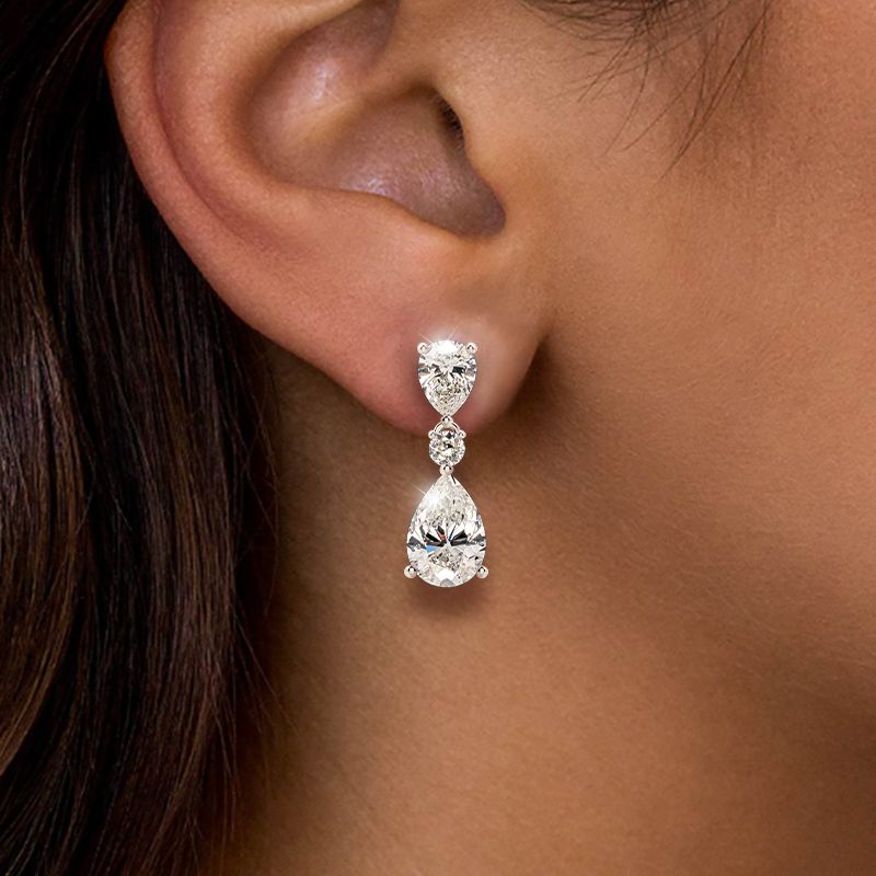 Classic Pear Cut White Sapphire Drop Earrings Wedding Jewelry For Women Belovegrace