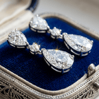 Elegant Pear Cut Lab Gemstone Triple Drop Earrings For Women
