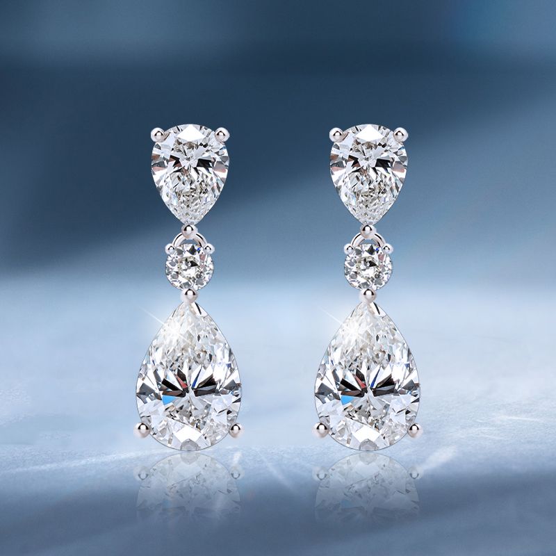 Classic Pear Cut White Sapphire Drop Earrings Wedding Jewelry For Women Belovegrace
