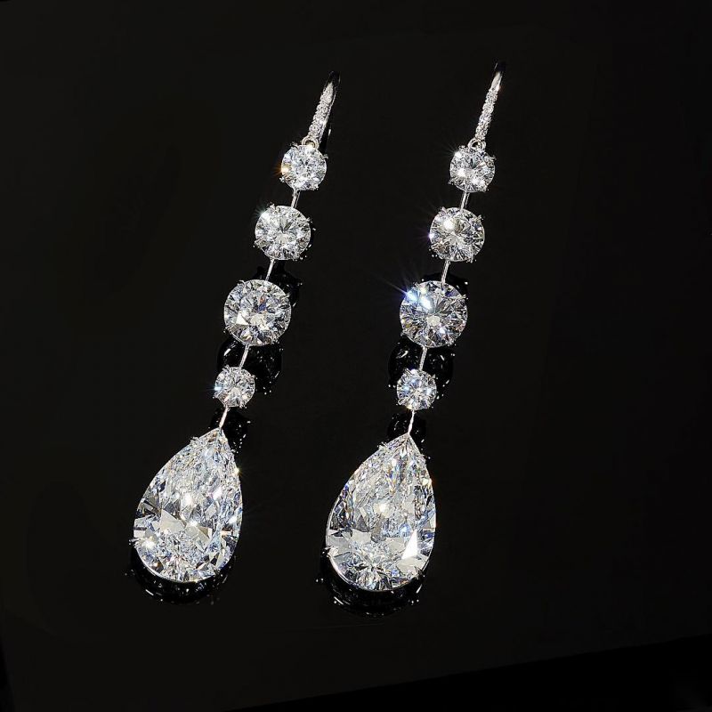 Elegant Pear & Round Cut Drop Earrings For Women Belovegrace