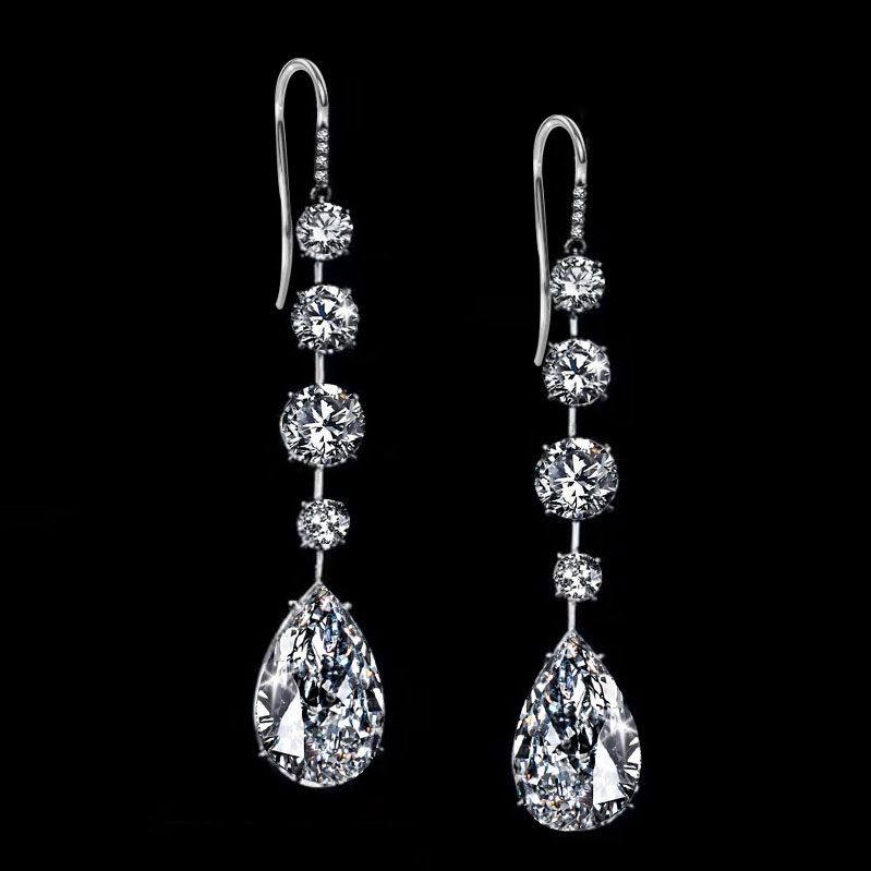Elegant Pear & Round Cut Drop Earrings For Women Belovegrace