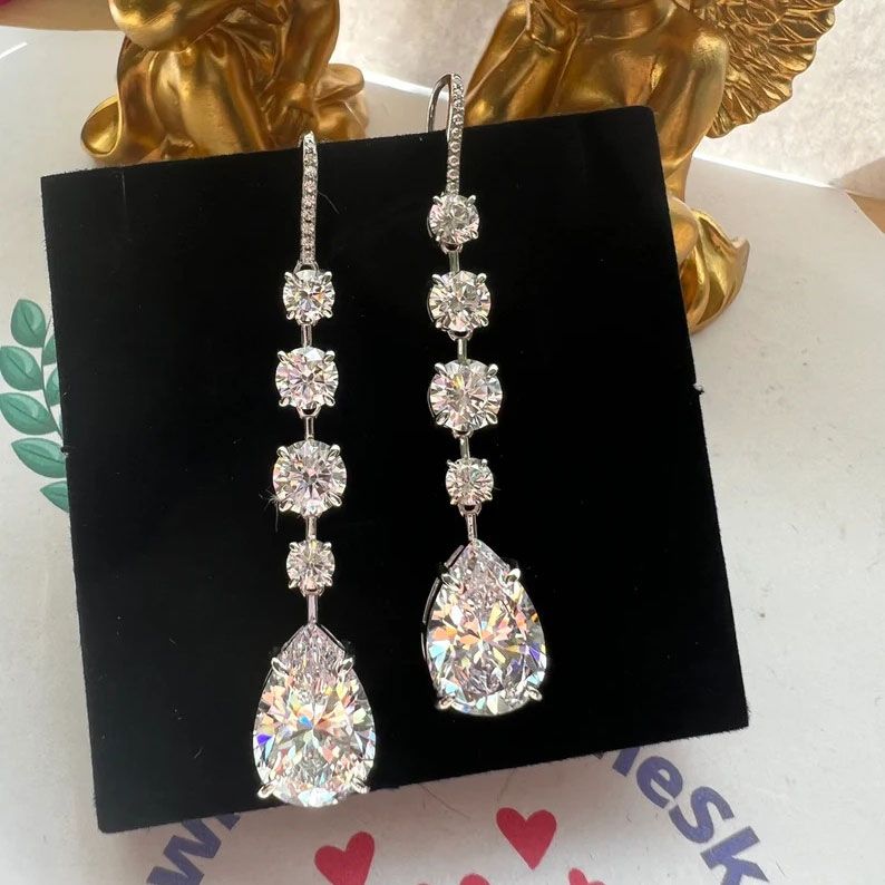 Elegant Pear & Round Cut Drop Earrings For Women Belovegrace