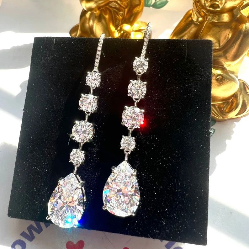 Elegant Pear & Round Cut Drop Earrings For Women Belovegrace