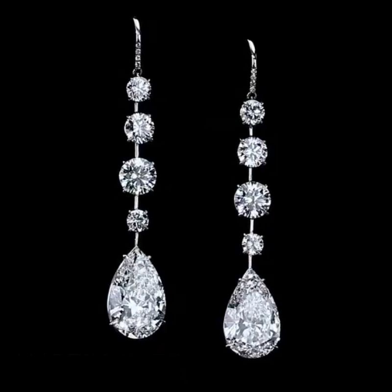 Elegant Pear & Round Cut Drop Earrings For Women Belovegrace