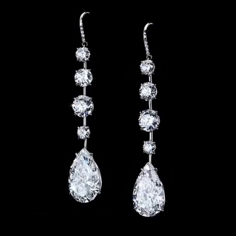 Elegant Pear & Round Cut Drop Earrings For Women Belovegrace