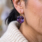 Solitaire Asscher Cut Amethyst Sapphire Purple Sapphire Drop Earrings For Women
