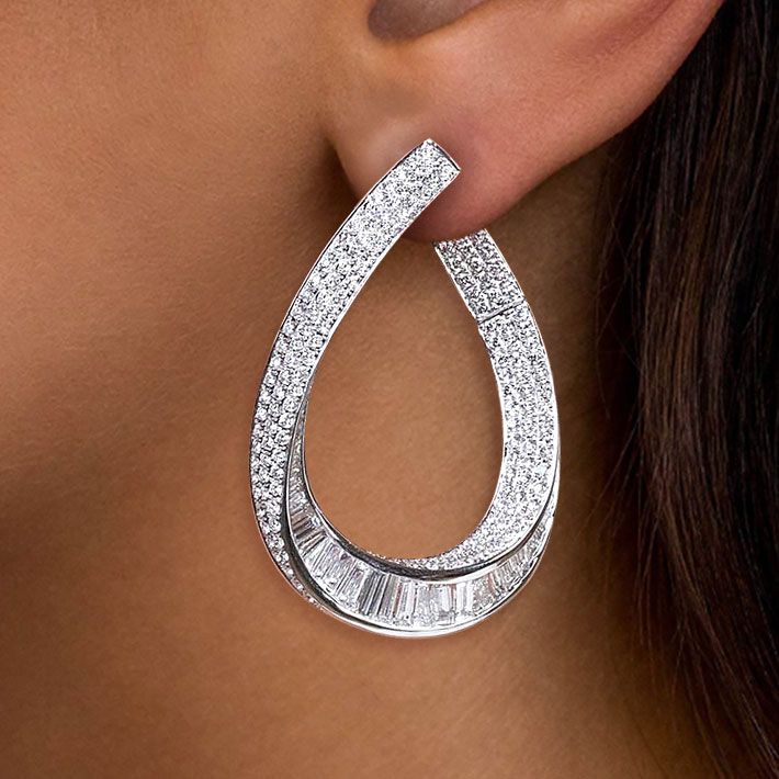 Round Cut White Sapphire Hoop Earrings For Women Belovegrace